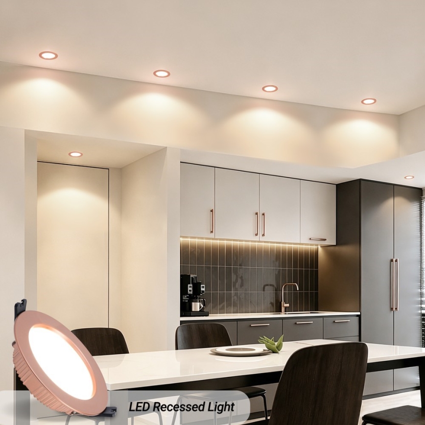 Immax NEO 07330L - Dimmable recessed DOWN LED light/12W/230V Wi-Fi Tuya Ø 12 cm rose gold
