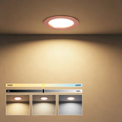 Immax NEO 07330L - Dimmable recessed DOWN LED light/12W/230V Wi-Fi Tuya Ø 12 cm rose gold