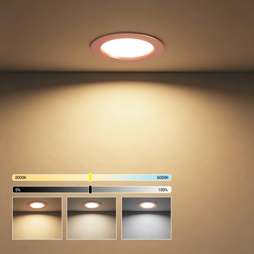Immax NEO 07330L - Dimmable recessed DOWN LED light/12W/230V Wi-Fi Tuya Ø 12 cm rose gold