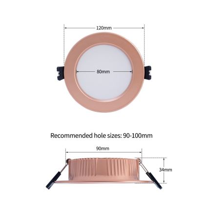 Immax NEO 07330L - Dimmable recessed DOWN LED light/12W/230V Wi-Fi Tuya Ø 12 cm rose gold