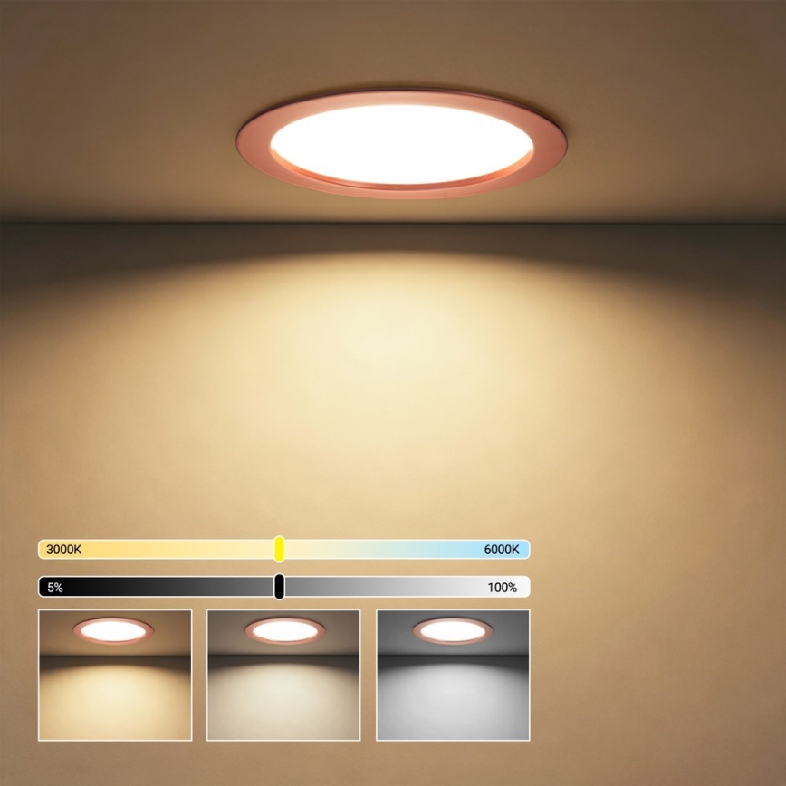 Immax NEO 07331L - LED Dimmable Recessed Downlight DOWN LED/36W/230V Wi-Fi Tuya Ø 23 cm Rose Gold