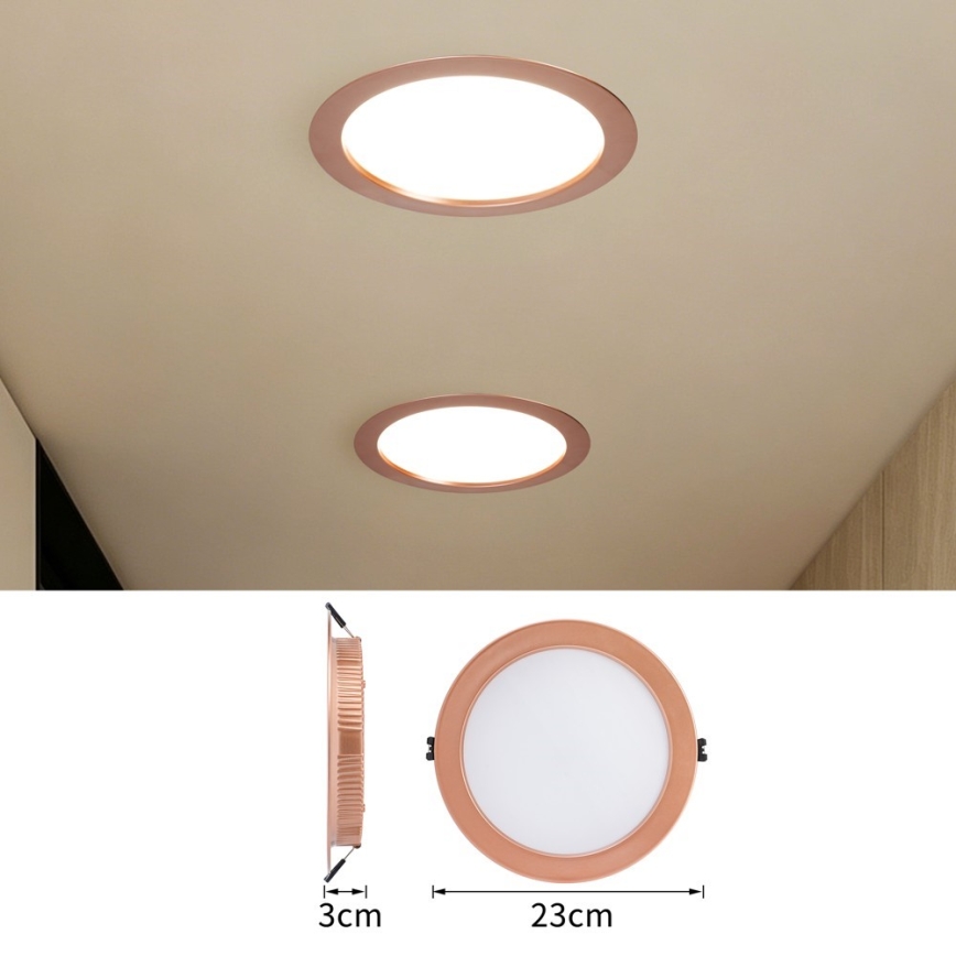 Immax NEO 07331L - LED Dimmable Recessed Downlight DOWN LED/36W/230V Wi-Fi Tuya Ø 23 cm Rose Gold