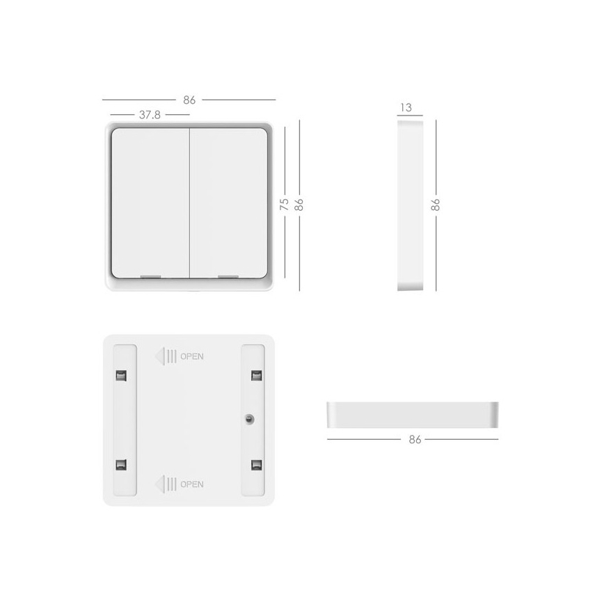 Immax NEO 07507C - SET 3x Switch 2-button SMART 3xCR2430 Zigbee 3.0 Tuya