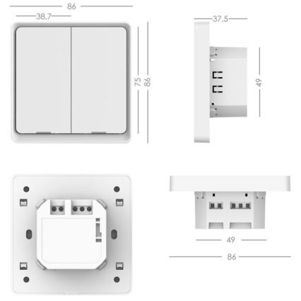 Immax NEO 07513L - 2-button switch SMART 230V Wi-Fi Tuya