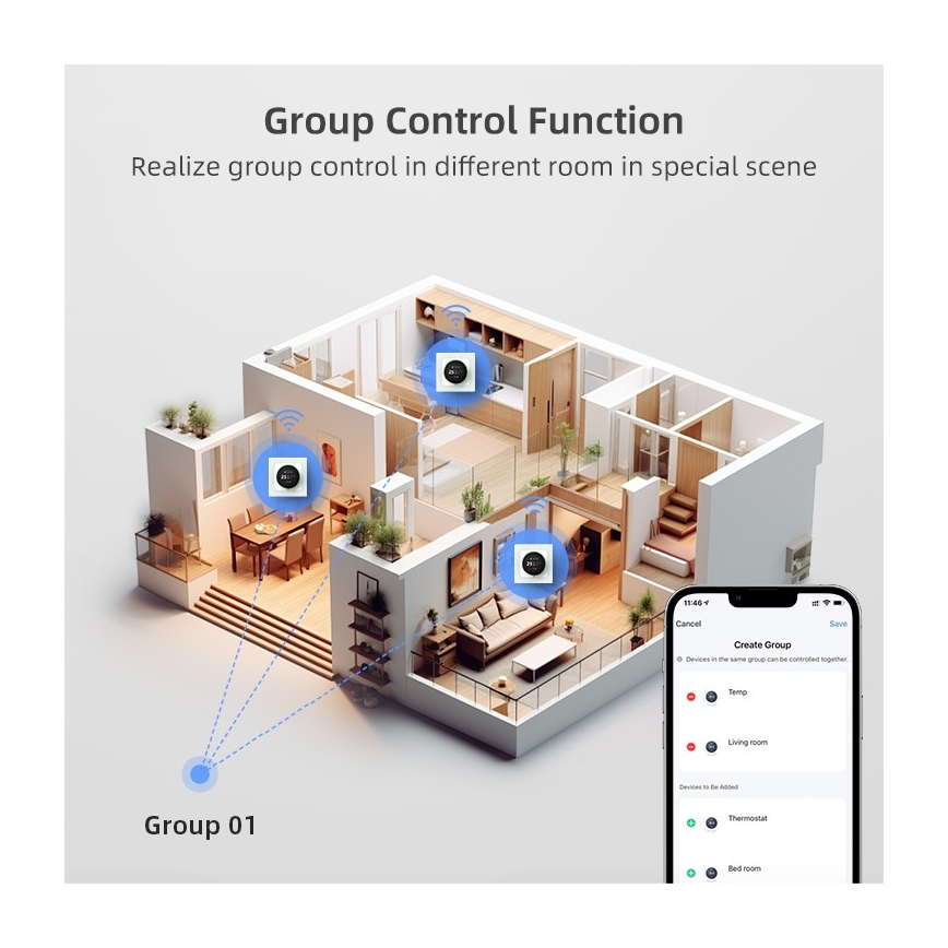 Immax NEO 07535L - Smart thermostat for electric underfloor heating 230V/16A Wi-Fi Tuya