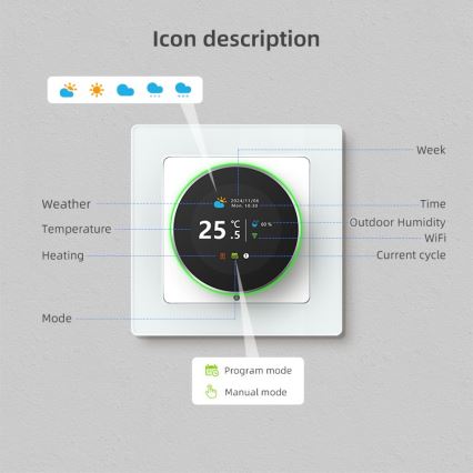 Immax NEO 07535L - Smart thermostat for electric underfloor heating 230V/16A Wi-Fi Tuya