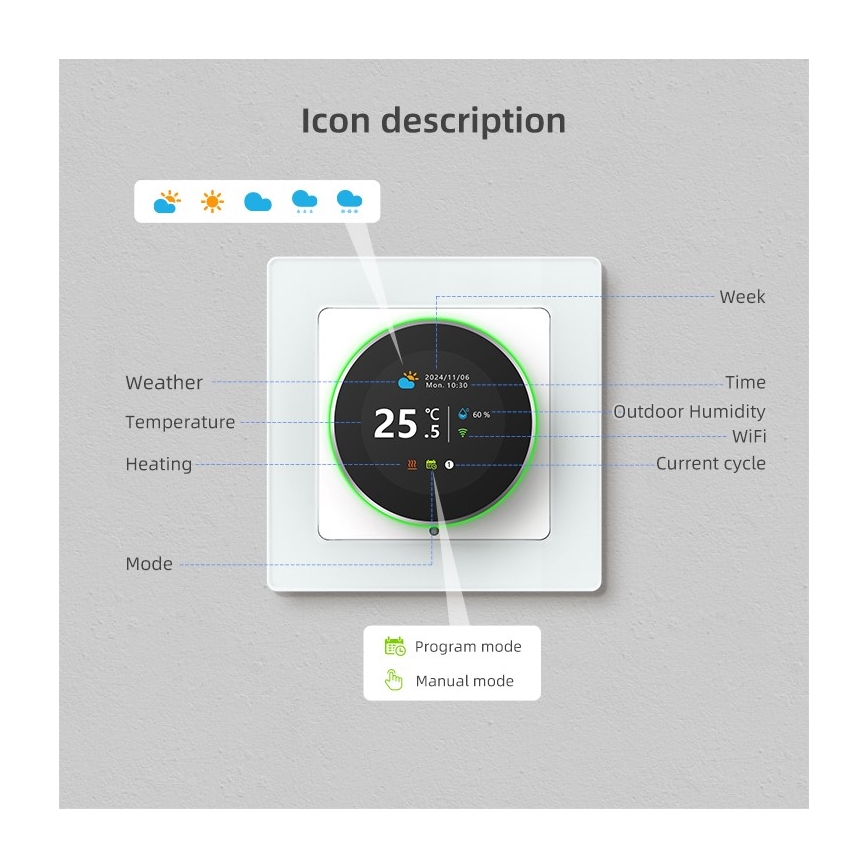 Immax NEO 07535L - Smart thermostat for electric underfloor heating 230V/16A Wi-Fi Tuya