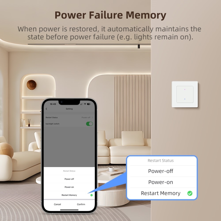 Immax NEO 07538L - SMART Single-Button 230V Tuya Wi-Fi Switch