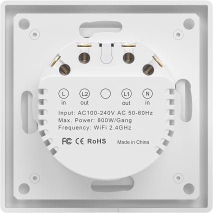 Immax NEO 07539L - SMART 2-button 230V Tuya Wi-Fi Switch