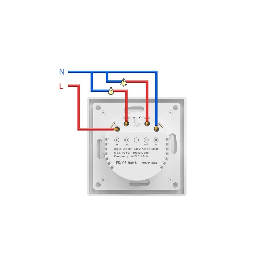 Immax NEO 07539L - SMART 2-button 230V Tuya Wi-Fi Switch