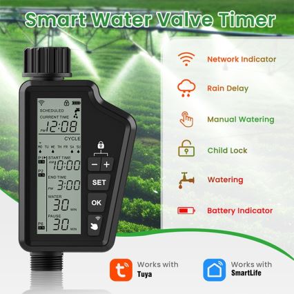 Immax NEO 07556L - Tuya Wi‑Fi Irrigation Valve 4xAA IP65