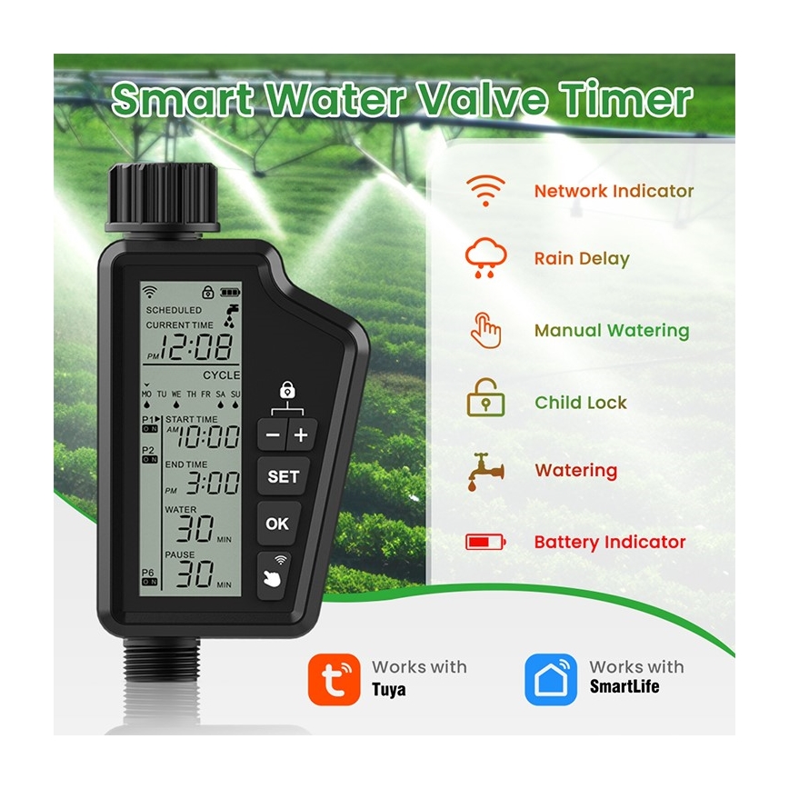 Immax NEO 07556L - Tuya Wi‑Fi Irrigation Valve 4xAA IP65