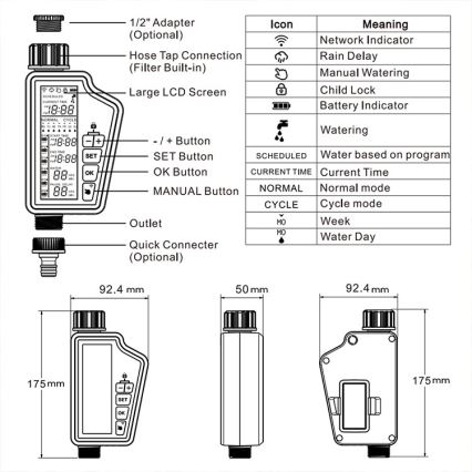 Immax NEO 07556L - Tuya Wi‑Fi Irrigation Valve 4xAA IP65