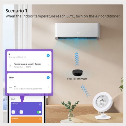 Immax NEO 07557L - Smart temperature and humidity sensor 1xCR2430 Tuya