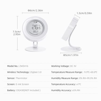 Immax NEO 07557L - Smart temperature and humidity sensor 1xCR2430 Tuya