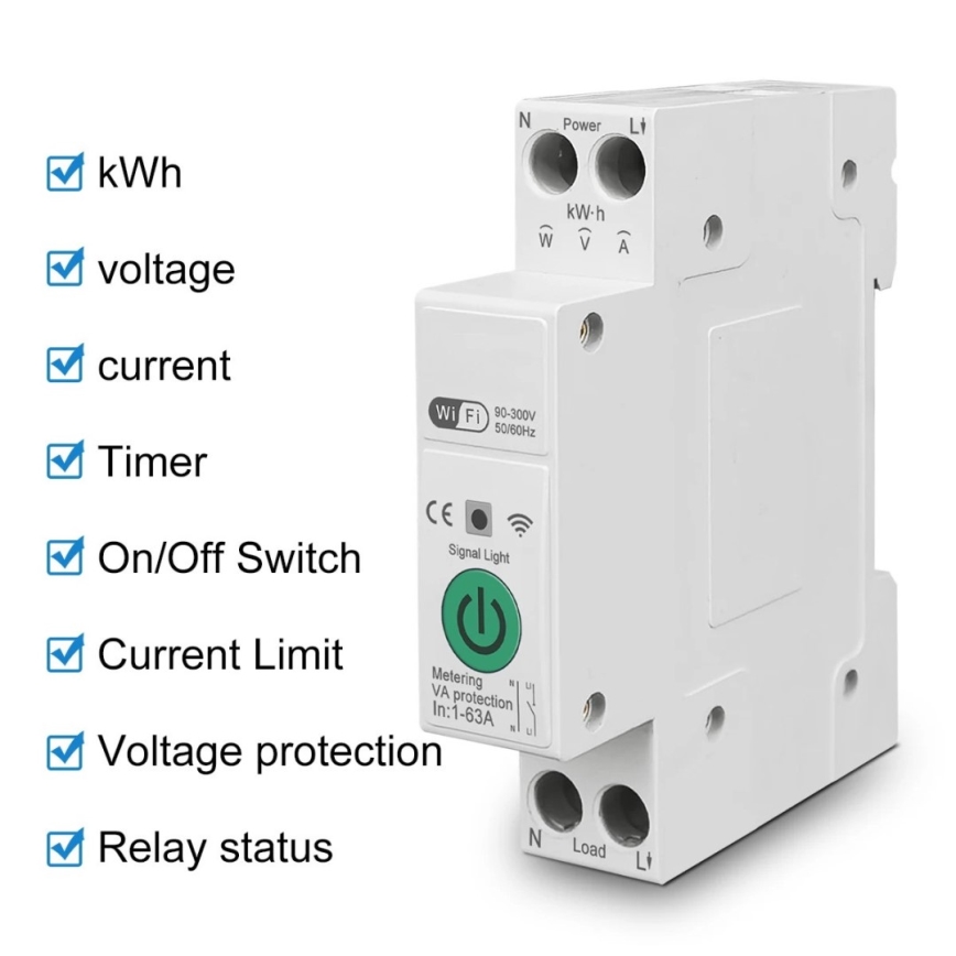 Immax NEO 07574L - Smart circuit breaker 1-phase 1-63A Wi-Fi Tuya