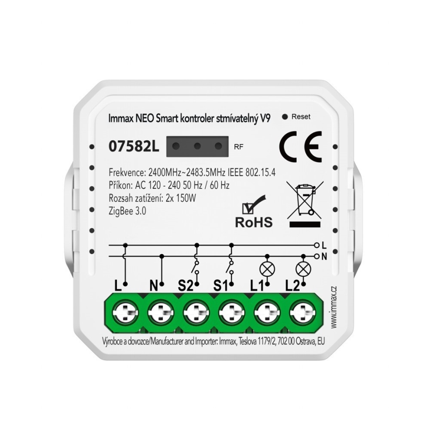 Immax Neo 07582L - Smart dimmable controller V9 2-button Tuya