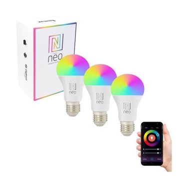 Immax NEO 07712C - SET 3x LED RGB+CCT Dimmable bulb NEO LITE Wi-Fi Smart E27/9W/230V 2200-6500K