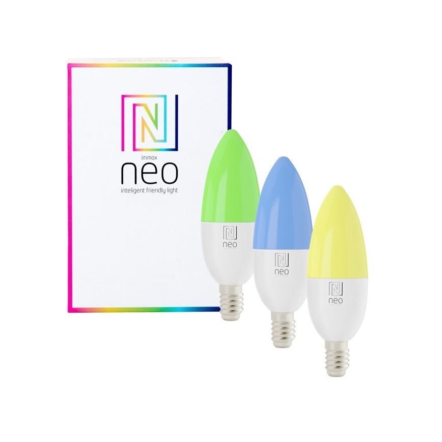 Immax NEO 07716CDO - SET 3x LED RGB+CCT Dimmable bulb E14/6W/230V Wi-Fi Tuya + remote control