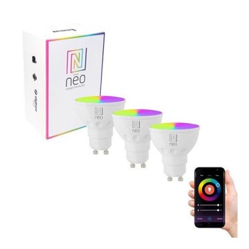 Immax NEO 07724C - SET 3x LED RGB+CCT Dimmable bulb GU10/4,8W/230V 2700K Wi-Fi Tuya