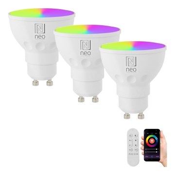 Immax NEO 07724CDO - SET 3x LED RGB+CCT Dimmable bulb GU10/6W/230V 2700-6500K Wi-Fi Tuya + remote control
