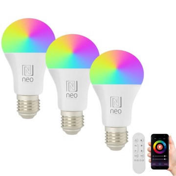 Immax NEO 07733CDO - SET 3x LED RGB+CCT Dimmable bulb E27/11W/230V Wi-Fi Tuya + remote control