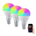 Immax NEO 07745C - SET 3x LED RGB+CCT Dimmable bulb E14/6W/230V 2700-6500K Wi-Fi Tuya