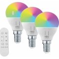Immax NEO 07745CDO - Set of 3 dimmable LED RGB+CCT bulbs, E14/6W/230V, Tuya Wi-Fi + remote control