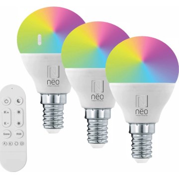 Immax NEO 07745CDO - Set of 3 Dimmable LED RGB+CCT Bulbs E14/6W/230V Wi-Fi + Remote Control