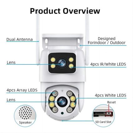 Immax NEO 07783L - Smart outdoor camera with sensor DOUBLE 355° P/T 2x2MP IP65 Wi-Fi Tuya