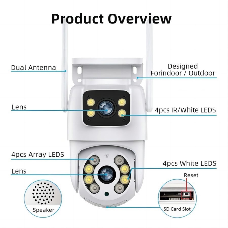 Immax NEO 07783L - Smart outdoor camera with sensor DOUBLE 355° P/T 2x2MP IP65 Wi-Fi Tuya