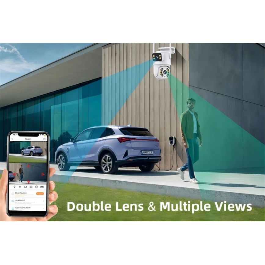 Immax NEO 07783L - Smart outdoor camera with sensor DOUBLE 355° P/T 2x2MP IP65 Wi-Fi Tuya