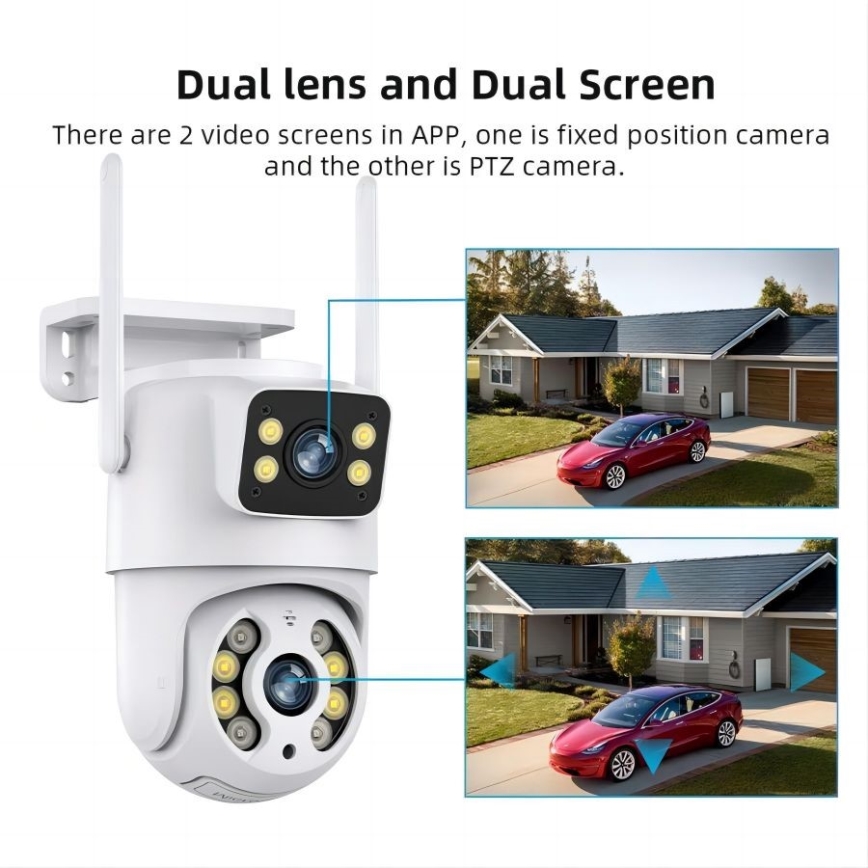 Immax NEO 07783L - Smart outdoor camera with sensor DOUBLE 355° P/T 2x2MP IP65 Wi-Fi Tuya