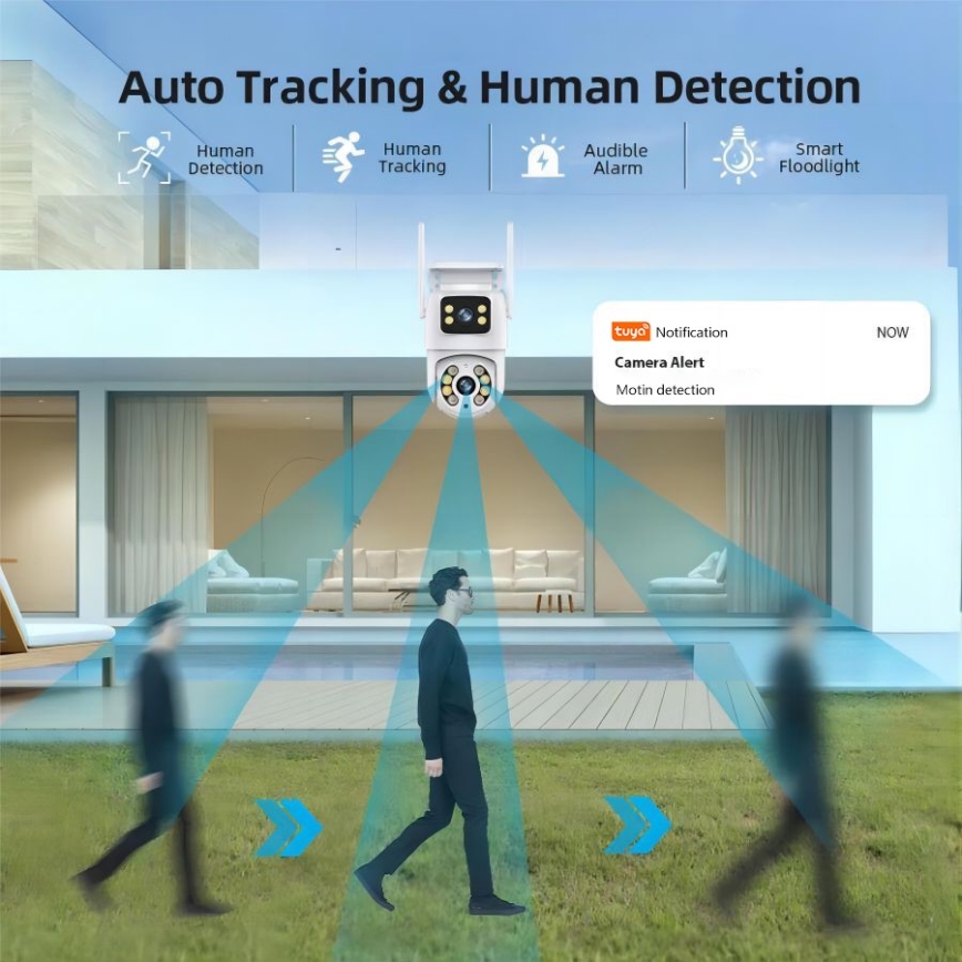 Immax NEO 07783L - Smart outdoor camera with sensor DOUBLE 355° P/T 2x2MP IP65 Wi-Fi Tuya