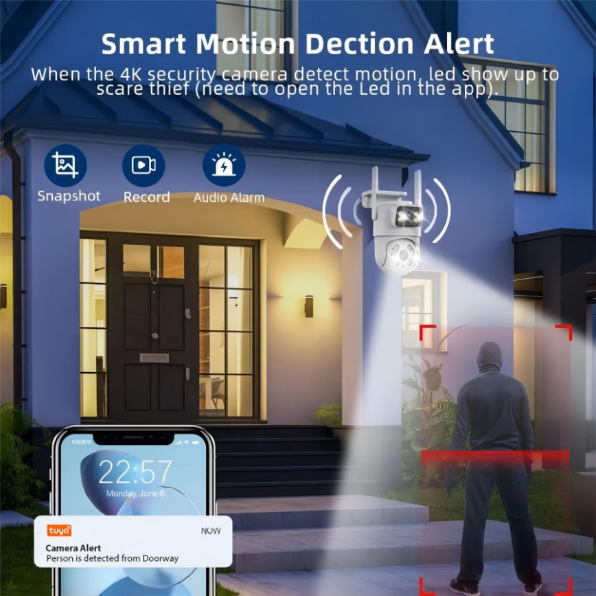 Immax NEO 07783L - Smart outdoor camera with sensor DOUBLE 355° P/T 2x2MP IP65 Wi-Fi Tuya