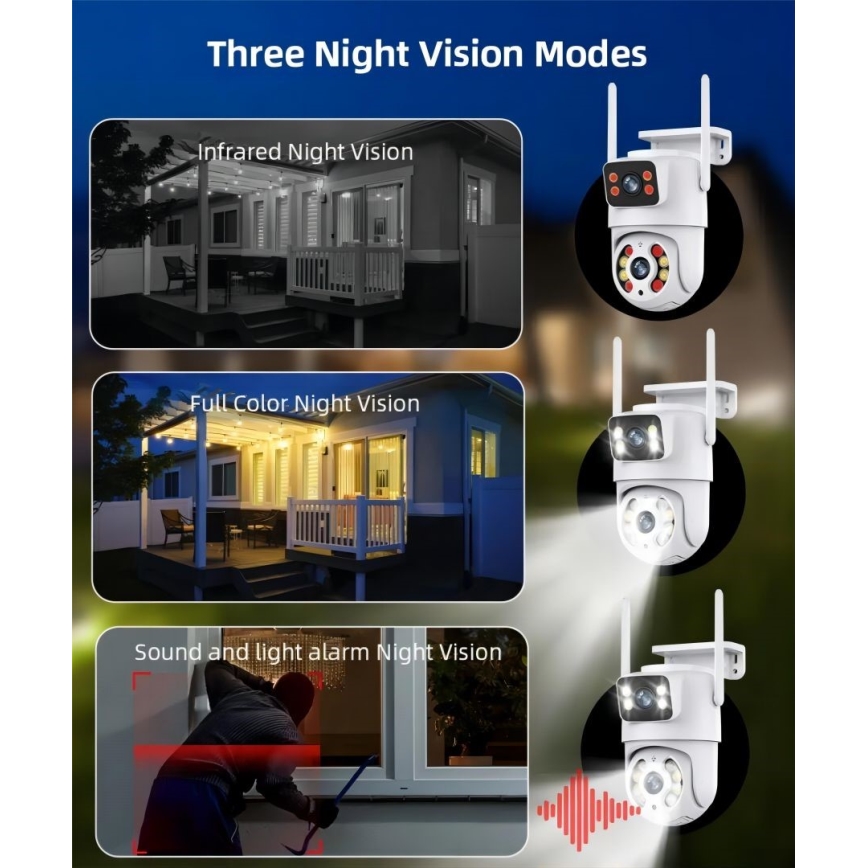Immax NEO 07783L - Smart outdoor camera with sensor DOUBLE 355° P/T 2x2MP IP65 Wi-Fi Tuya