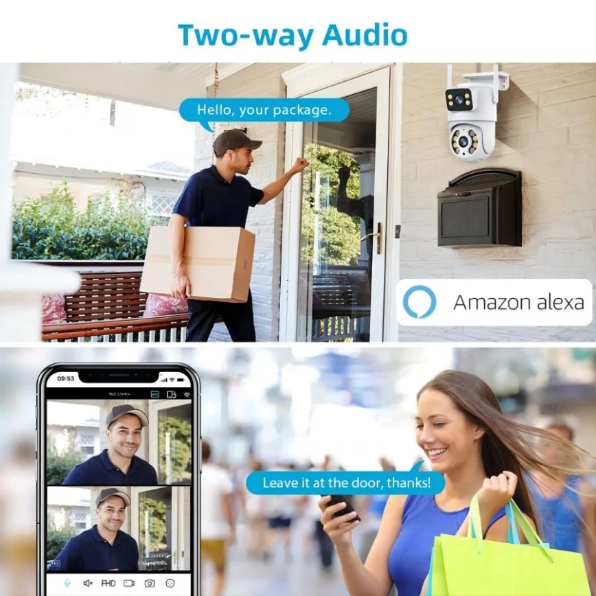 Immax NEO 07783L - Smart outdoor camera with sensor DOUBLE 355° P/T 2x2MP IP65 Wi-Fi Tuya
