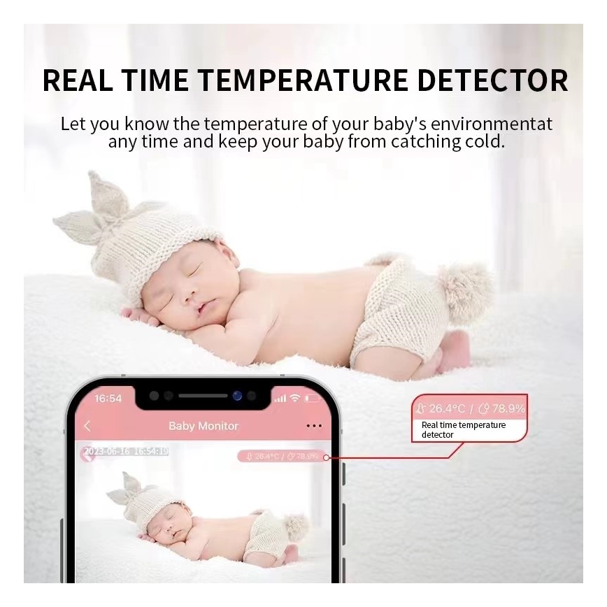 Immax NEO 07797L - Smart rechargeable baby monitor 5V Wi-Fi Tuya blue