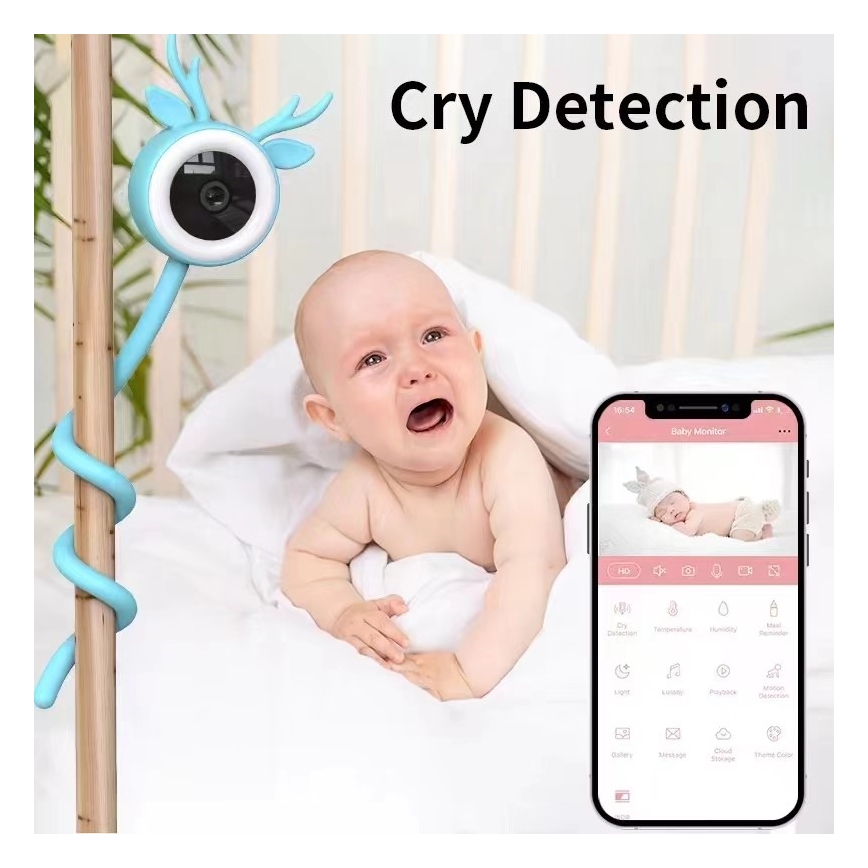 Immax NEO 07797L - Smart rechargeable baby monitor 5V Wi-Fi Tuya blue