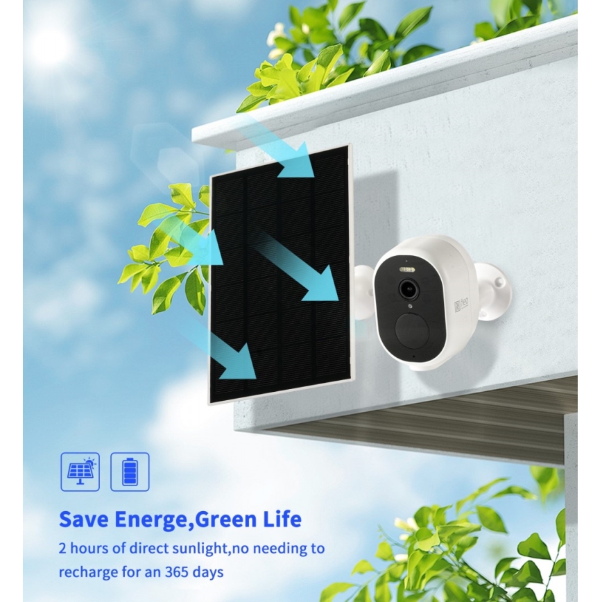Immax NEO 07802L - Smart outdoor solar camera with sensor BARREL 5000 mAh Wi-Fi Tuya IP65