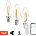 Immax NEO 07807CDO - Pack of 3 LED CCT Dimmable Bulbs E14/4W/230V Tuya Wi-Fi + Remote Control