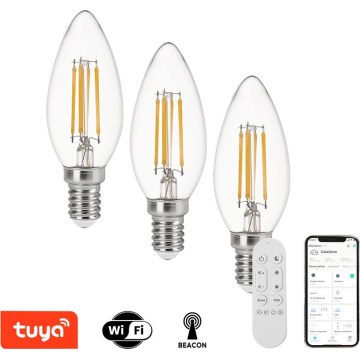 Immax NEO 07807CDO - Set of 3 Dimmable LED CCT Bulbs E14, 4W, 230V, Wi-Fi + Remote Control