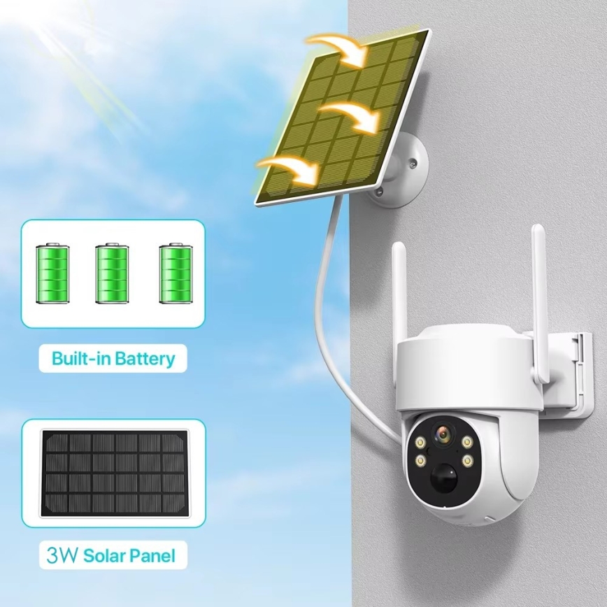 Immax NEO 07820L - Smart Outdoor Solar Camera with Sensor, 6000 mAh Battery, IP65