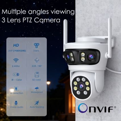 Immax NEO 07823L - Smart outdoor camera with three 2MP sensors, 5V power, Wi-Fi