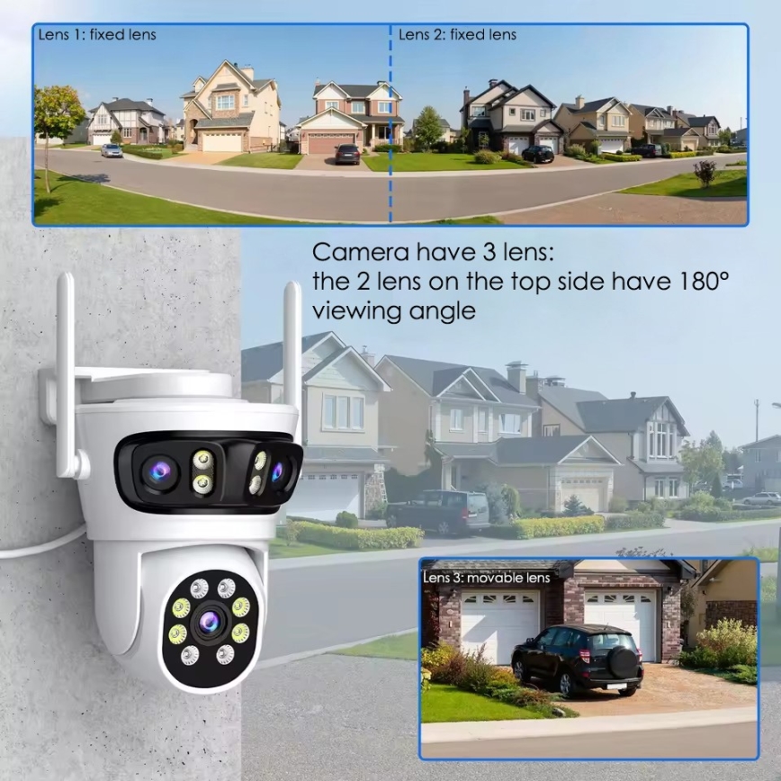 Immax NEO 07823L - Smart outdoor camera with three 2MP sensors, 5V power, Wi-Fi