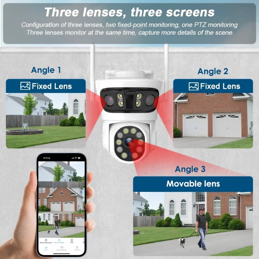 Immax NEO 07823L - Smart outdoor camera with three 2MP sensors, 5V power, Wi-Fi