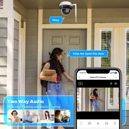 Immax NEO 07825L - Smart outdoor camera with DOME sensor, 5MP, 230V, IP66, TUYA, Wi-Fi