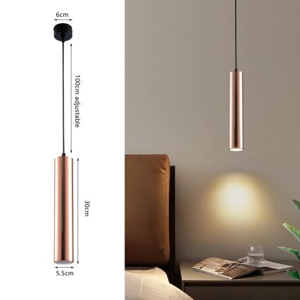 Immax NEO 08306L - Cable-suspended pendant PUNTO 1xGU10/9W/230V rose gold