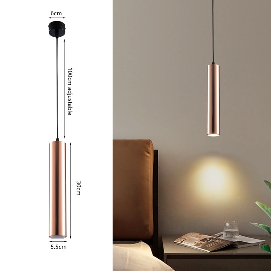 Immax NEO 08306L - Cable-suspended pendant PUNTO 1xGU10/9W/230V rose gold