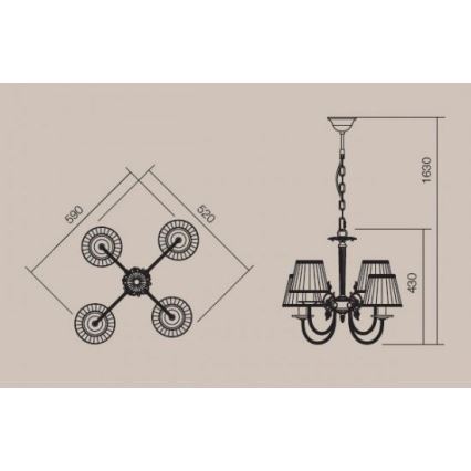 Incanti 02-657 - Chandelier on a chain ILARIA 4xE14/28W/230V